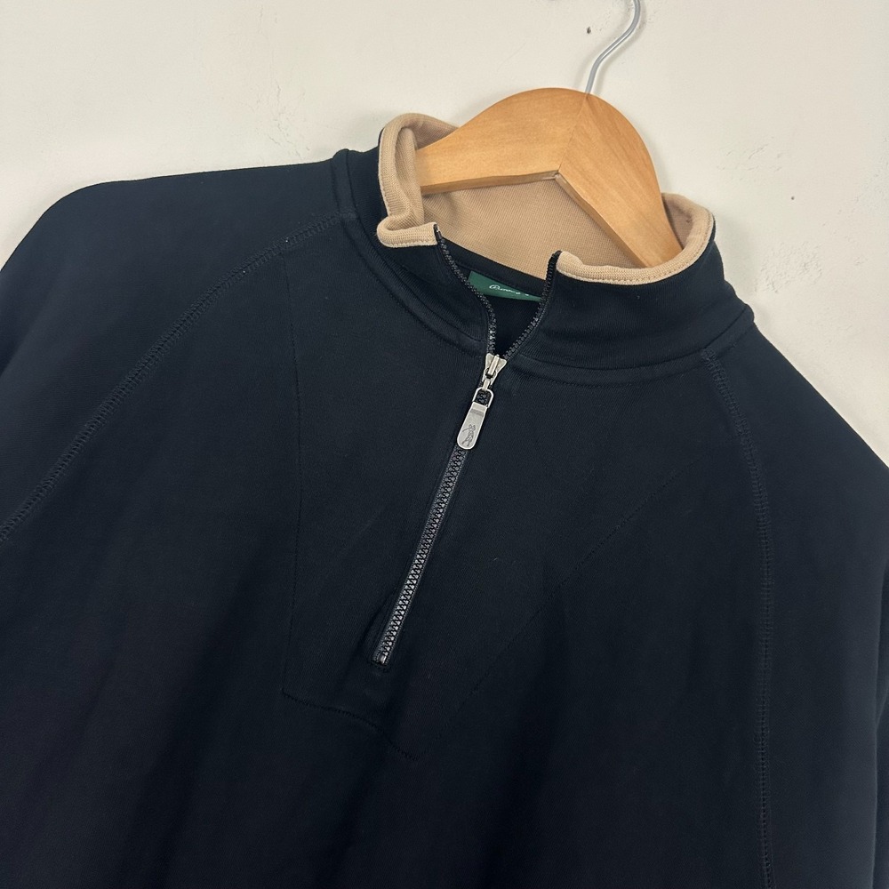 Bobby Jones Sweatshirt Black Pima Cotton Raglan Sleeve Quarter Zip Mens Large